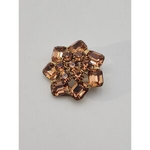 Vintage Weiss pink / peach rhinestone flower floral brooch pin
